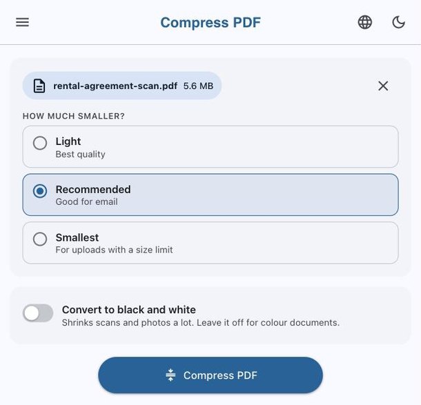 Choosing how much to compress a PDF
