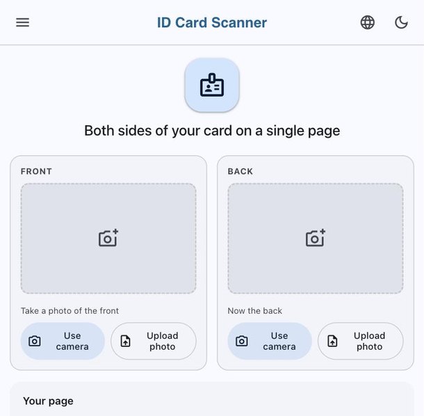 ID card scanner with slots for the front and the back